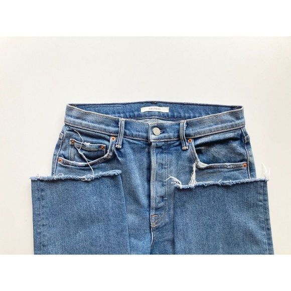 GRLFRND Helena Groovy Situation High Rise Straight Leg Crop Jeans, Size 27 - Picture 12 of 16